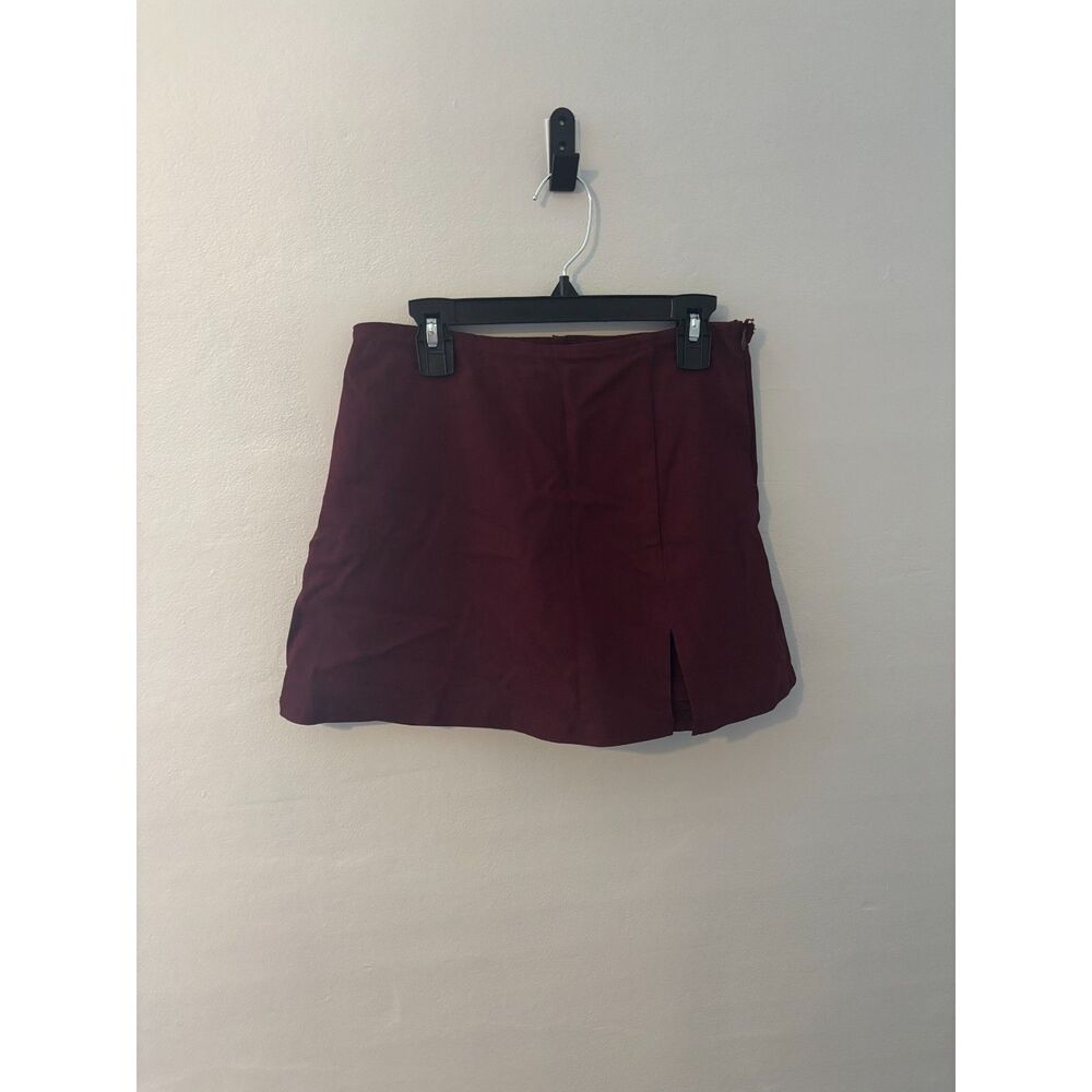 Wild Fable Women’s Mini Skirt XS Maroon Burgundy Solid Side Slit Casual